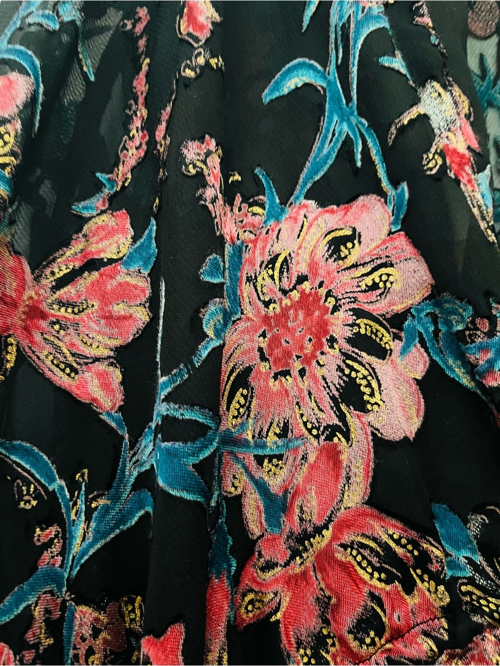 Free People Only In Dreams Floral Tie-Front Sheer Floral Kimono Blouse Top OS - Picture 2 of 7